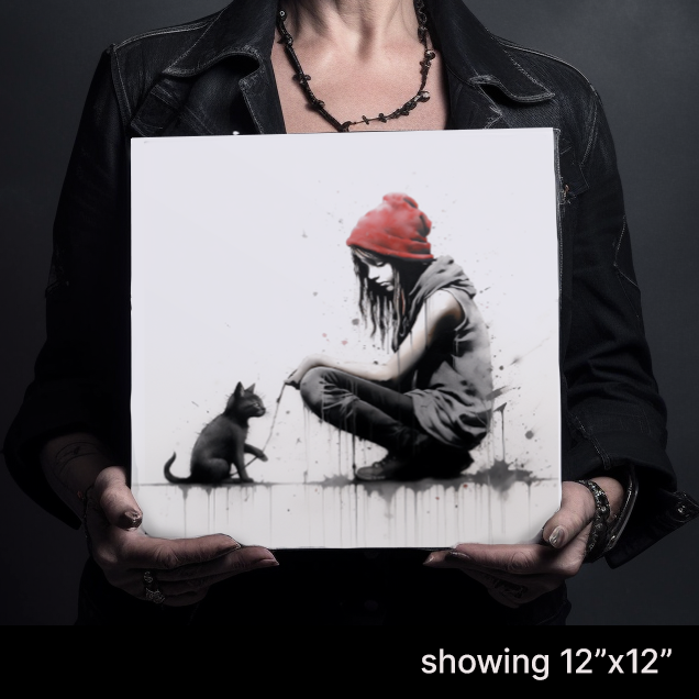 Girl with Cat Graffiti Art - Matte Art Print (select sizes)