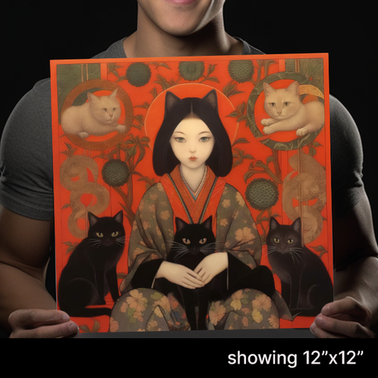 Traditional Japanese Cat Girl - Matte Art Print (select sizes)